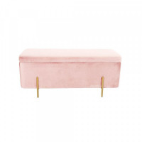 Bench DKD Home Decor Pink Polyester Metal Golden (110 x 44 x 44 cm)