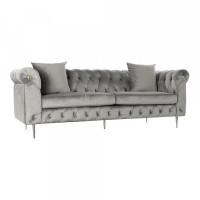 Sofa DKD Home Decor Polyester Metal Light Grey (230 x 90 x 91 cm)