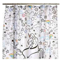 Shower Curtain DKD Home Decor Unicorn Polyester (180 x 200 cm)