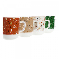 Mug DKD Home Decor Terrazo Porcelain (380 ml) (4 pcs)