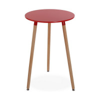 Table Red Circular MDF Wood (60 x 95 x 60 cm)