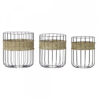 Basket set DKD Home Decor Metal Fibre Loft (3 pcs)