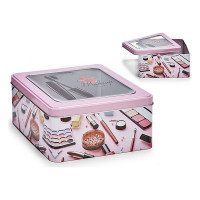 Box with cover Pink Plastic Tin