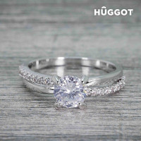 Hûggot You & Me Rhodium-Plated Ring with Zircons