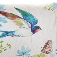 Cushion DKD Home Decor Yellow Blue Pink Cotton Linen Bird (3 pcs) (50 x 30 x 12 cm)