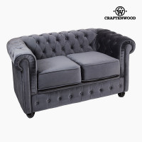 2 Seater Chesterfield Sofa Velvet Grey - Relax Retro Collection by Craftenwood
