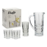 Set of glasses Vivalto 7 pcs Jug Transparent Glass Crystal Sheets (250 ml) 6 x (25 cl) / 1 x (1 l)