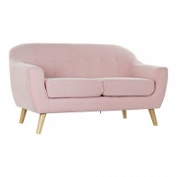 2-Seater Sofa DKD Home Decor Polyester Rubber wood Light Pink (146 x 84 x 82 cm)