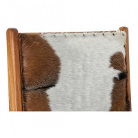 Armchair DKD Home Decor White Brown Leather Teak (65 x 78 x 68 cm)