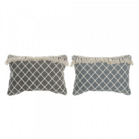 Cushion DKD Home Decor Blue Beige Grey Cotton (2 pcs) (60 x 10 x 40 cm)