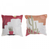 Cushion DKD Home Decor White Polyester Cactus (2 pcs) (45 x 10 x 45 cm)