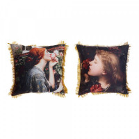 Cushion DKD Home Decor Lady Multicolour Linen Polyester (2 pcs) (45 x 11 x 45 cm)