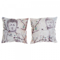 Cushion DKD Home Decor Grey Polyester Buddha (2 pcs) (45 x 10 x 45 cm)