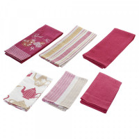 Set of Cloths DKD Home Decor White Pink Cotton (2 pcs)