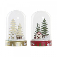 Christmas bauble DKD Home Decor House Snowfall Crystal (2 pcs) (11 x 11 x 17 cm)
