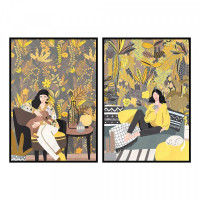 Painting DKD Home Decor Lady (2 pcs) (83 x 4.5 x 123 cm)