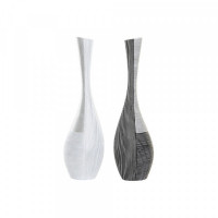 Vase DKD Home Decor White Black Resin Modern Dark Grey (2 pcs) (24 x 20 x 82 cm)