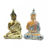 Decorative Figure DKD Home Decor Resin Buddha (2 pcs) (13 x 8.8 x 20.5 cm)