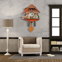 Wooden Retro European Style Wall Clock Three-dimensional Handcrafted Bird Wall Clock for Living Room Bedroom