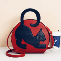 Women Cute Cat Pattern Expandable Handbag Crossbody Bag Fashion Bag
