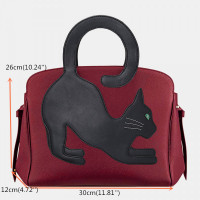 Women Fashion Beauty Faux Leather Large Capacity Handbag Crossbody Bag Shoulder Bag Cat Bag