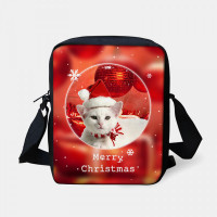 Unisex Child Christmas Cute Dog Cat Animal-print Small Crossbody Bag Handbag