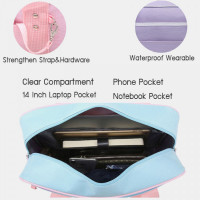 Women Oxford Heart-shaped Transparent Pane Tote Large Capacity 14 Inch Laptop Bag Handbag Shoulder Bag With Small Coin Bag