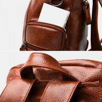 Women Vintage Multi-Pockets Wearable Breathable Backpack Exquisite Hardware Decor Detachable Shoulder Strap Shoulder Bag