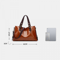 Women Faux Leather Retro Lychee Pattern Large Capacity Handbag Shoulder Bag Crossbody Bag Tote