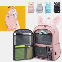 Women Multifunctional Light Weight Backpack Rabbit Large Capacity Solid School Bag