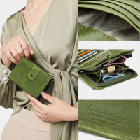 Women Genuine Leather RFID Multi-function Multi Card Slots Casual Solid Color Brief Card Holder Wallet