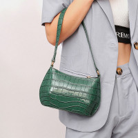 Women PU Leather Solid Color Alligator Pattern Shoulder Bag Handbags Small Square Bag