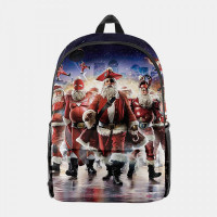 Women Christmas Festive Three-dimensional Elk Santa Claus Print Casual Universal School Bag Backpack