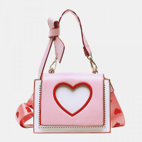 Women Valentine's Day Hollow out Love Embroidered Crossbody Bag Shoulder Bag Handbag