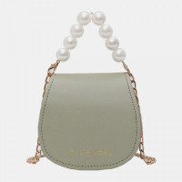 Women PU Leather Pearl Chain Handbag Shoulder Bag Crossbody Bags