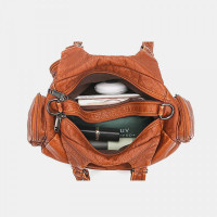 Women PU Leather Large Capacity Multi-pocket Rivet Decoration Retro Soft Tote Handbags Crossbody Bags