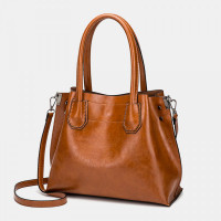 Women Large Capacity Oil Wax Handbag Crossbody Bag Shoulder Bag