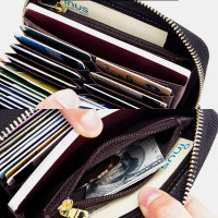 Women Genuine Leather RFID Multifunction Multi Card Slot Travel Small Wallet