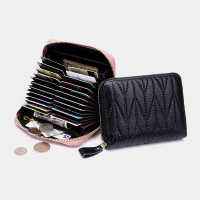 Women Genuine Leather RFID Multifunction Multi Card Slot Travel Small Wallet