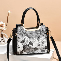 Women Color Flower Print Crossbody Bag Elegant Multi-Carry Multiple Compartments Zipper Handbag Shoulder Bag