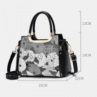 Women Color Flower Print Crossbody Bag Elegant Multi-Carry Multiple Compartments Zipper Handbag Shoulder Bag