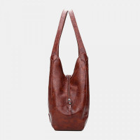 Women Retro Solid Large Capacity Tote Bag Shoulder Bag Handbag