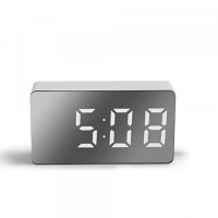 Digital USB LED Alarm Clock Mirror Snooze Display Time Night LCD Light Table Desktop for Home Decoration