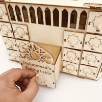 Wooden Mubarak Ramadan Advent Calendar 30 Day House Drawer LED Decor