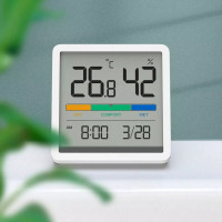 XIAOMI Miiiw Mute Temperature Humidity Clock Digital Hygrometer Alarm Clock Indoor Thermometer Humidity Monitor Smart Home with 3.34inch Huge LCD Screen
