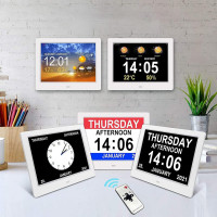 8 Inch WIFI Weather Station Smart Digital Alarm Clock with Medication Reminder Auto Dimming Large Number Display For Memory Loss Elderly Seniors