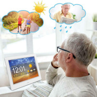 8 Inch WIFI Weather Station Smart Digital Alarm Clock with Medication Reminder Auto Dimming Large Number Display For Memory Loss Elderly Seniors