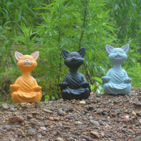 12.5x8x5.5CM Whimsical Meditating Cat Figurine Meditation Resin Cat Art Statues