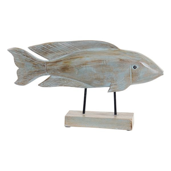 Decorative Figure DKD Home Decor Metal Mango wood Fish (43 x 7 x 23 cm)