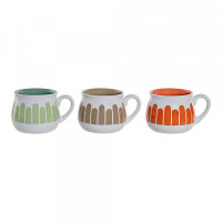 Mug DKD Home Decor Multicolour Stoneware (330 ml) (3 pcs)